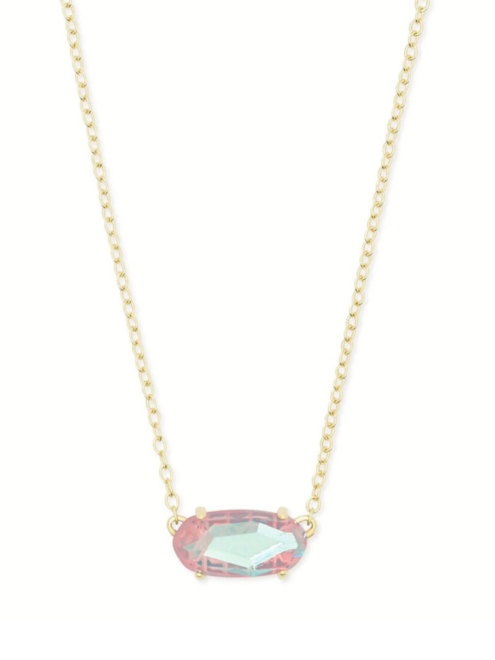 Kendra Scott Ever 14k Gold Plated Necklace Dichroic Iridescent Glass Pendant